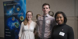 Students meet with recruiters from more than 25 national and regional arts, entertainment and media employers based in the DC metro region at the Arts in the Real World Internship and Career Fair. Photo by Evan Cantwell/George Mason University