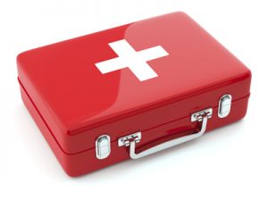 photo of a red first aid kit