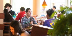 Students eating in Southside Dining. Photo by Evan Cantwell/Creative Services/George Mason University