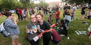 Students celebrating IVth night on campus. Photo by Evan Cantwell/Creative Services/George Mason University