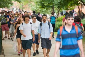 Students at Mason's Fairfax Campus. Photo by Evan Cantwell.