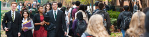 Students walk at the Fairfax campus. Photo by Alexis Glenn/Creative Services/George Mason University