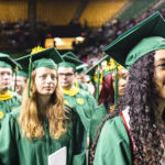 Graduates listen during the 2019 Spring Commencement. Photo by Lathan Goumas/Strategic Communications