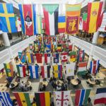 Flags for International Week in the Johnson Center