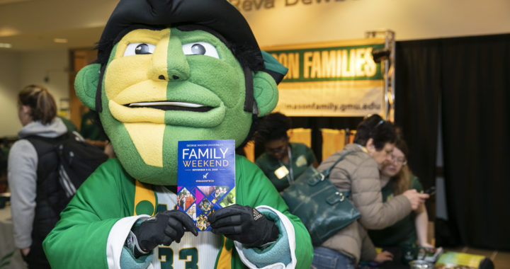 The Patriot at Family Weekend 2018. Photo by: Ron Aira/Creative Services/George Mason University