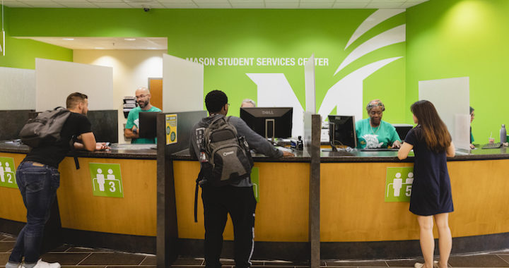 Mason Student Services Center, located in SUB I, is helps students with registration, enrollment, financial aid, billing and other services. Photo by Lathan Goumas/Office of Communications and Marketing Photo Taken:Wednesday, September 4, 2019