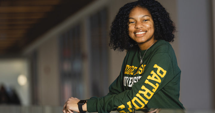 George Mason University sophomore Shelby Adams. Photo by Lathan Goumas/Office of Communications and Marketing Photo Taken:Thursday, February 20, 2020