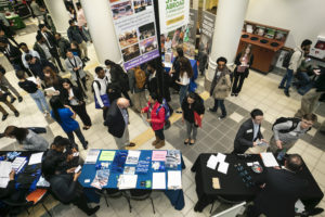 The Spring Career Fair, February 19–20 in the Johnson Center, Dewberry Hall. Photo by: Ron Aira/Creative Services/George Mason University