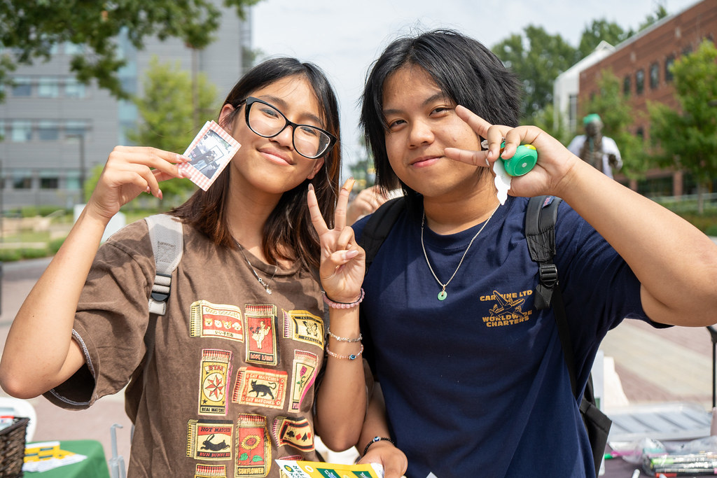 Two Mason Students at the Love Life and Patriots Thriving Together Fall event for Suicide Prevention